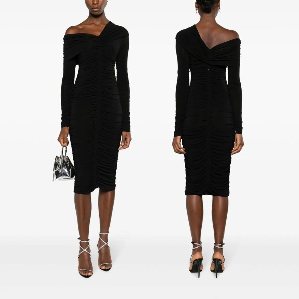 A.L.C. Marie Jersey Midi Dress Ruched Off Shoulder Party Evening Statement XS